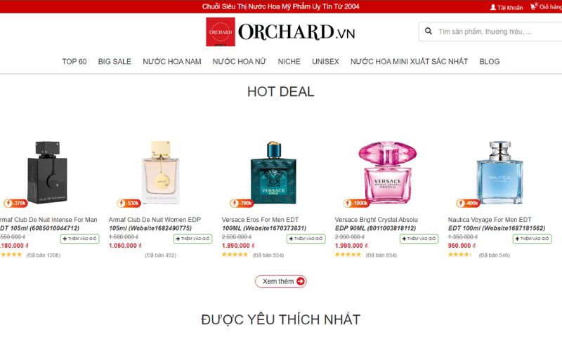 website bán nước hoa chất lượng Orchard.vn