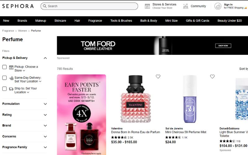 sephora.com website bán nước hoa uy tín
